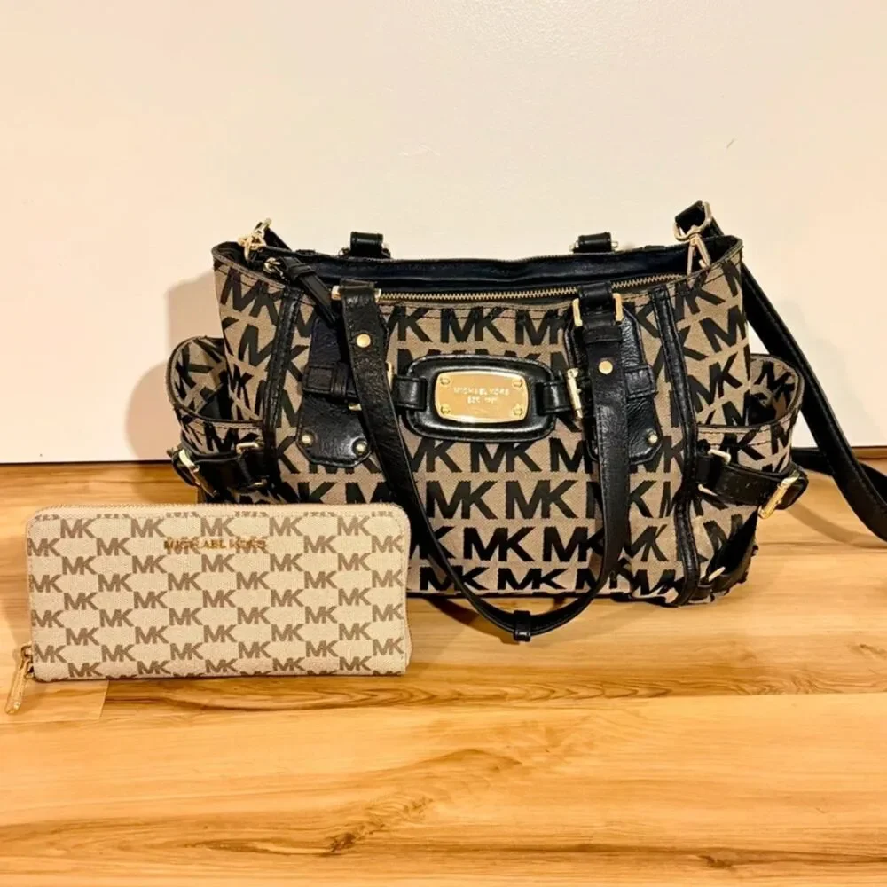 Michael Kors Gansevoort Satchel Bag & Matching Jet Set Wallet Bundle